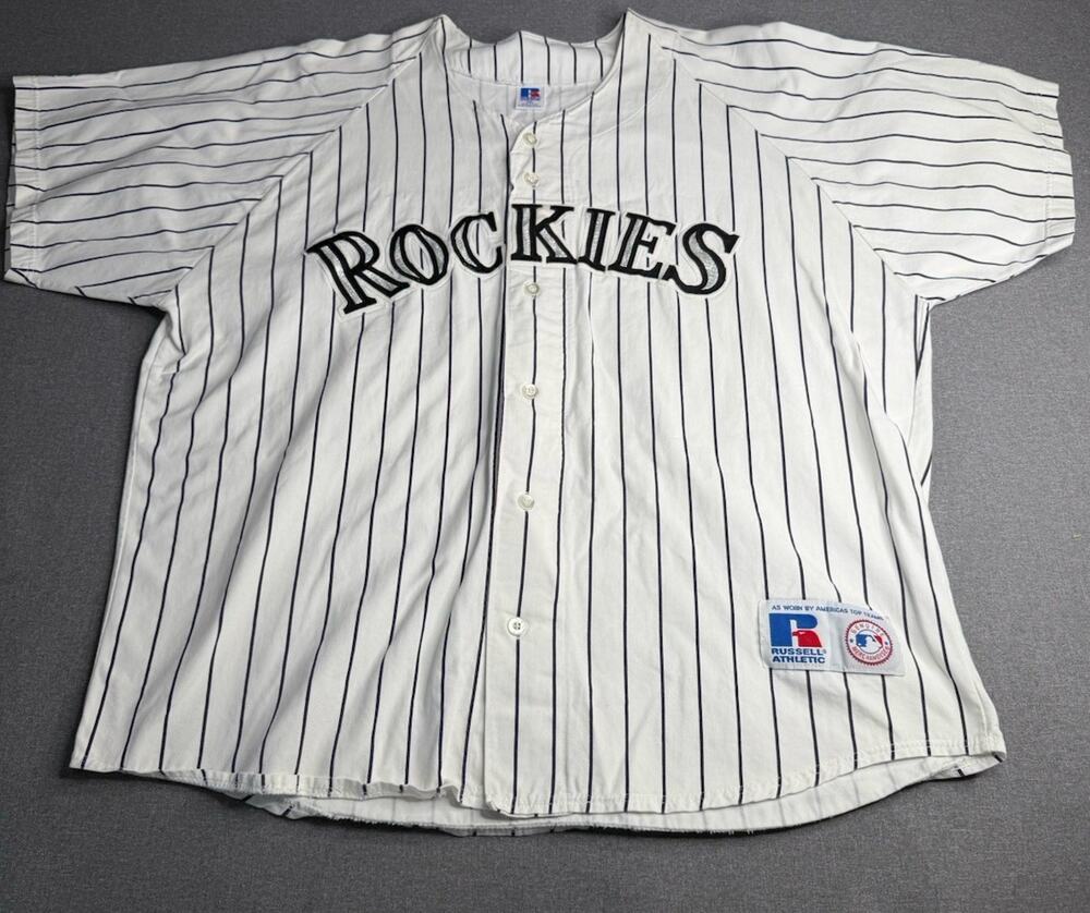 Majestic Colorado Rockies Pinstripe Baseball Jersey White MLB 2XL